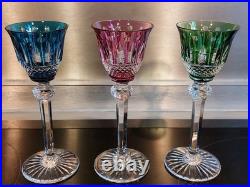 3 Verres A Liqueur Roemer En Cristal Taillé Couleur Doublé Tommy St Louis B5