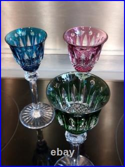 3 Verres A Liqueur Roemer En Cristal Taillé Couleur Doublé Tommy St Louis B5