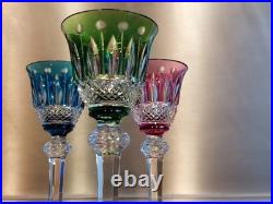 3 Verres A Liqueur Roemer En Cristal Taillé Couleur Doublé Tommy St Louis B5