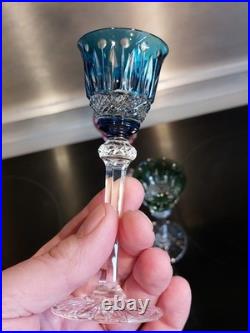 3 Verres A Liqueur Roemer En Cristal Taillé Couleur Doublé Tommy St Louis B5