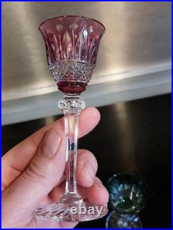 3 Verres A Liqueur Roemer En Cristal Taillé Couleur Doublé Tommy St Louis B5