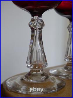 4 ANCIENS VERRES A VIN CRISTAL BACCARAT ST LOUIS DOUBLER COLORER ROUGE 12,5 cm
