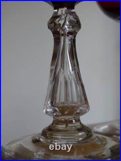 4 ANCIENS VERRES A VIN CRISTAL BACCARAT ST LOUIS DOUBLER COLORER ROUGE 12,5 cm
