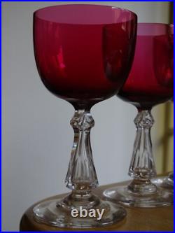 4 ANCIENS VERRES A VIN CRISTAL BACCARAT ST LOUIS DOUBLER COLORER ROUGE 12,5 cm