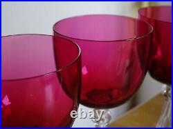 4 ANCIENS VERRES A VIN CRISTAL BACCARAT ST LOUIS DOUBLER COLORER ROUGE 12,5 cm