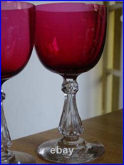 4 ANCIENS VERRES A VIN CRISTAL BACCARAT ST LOUIS DOUBLER COLORER ROUGE 12,5 cm