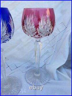 4 Verres A Vin Cristal De COULEUR SAINT LOUIS ROEMER tb état signés