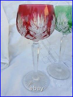 4 Verres A Vin Cristal De COULEUR SAINT LOUIS ROEMER tb état signés