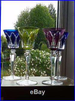 4 Verres à vin de couleurs en cristal Saint louis modèles Camargue no Baccarat