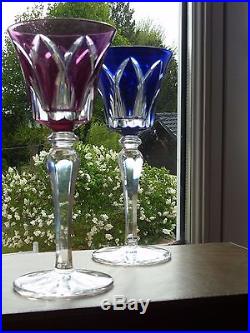 4 Verres à vin de couleurs en cristal Saint louis modèles Camargue no Baccarat