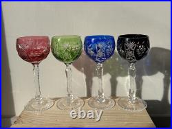 4 Verres en Cristal Saint Louis Roemer couleur Rhin 1970 vin d'alsace France