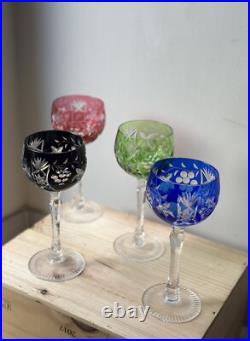 4 Verres en Cristal Saint Louis Roemer couleur Rhin 1970 vin d'alsace France