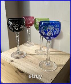 4 Verres en Cristal Saint Louis Roemer couleur Rhin 1970 vin d'alsace France