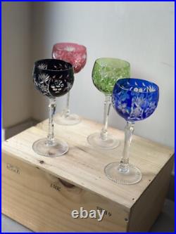 4 Verres en Cristal Saint Louis Roemer couleur Rhin 1970 vin d'alsace France