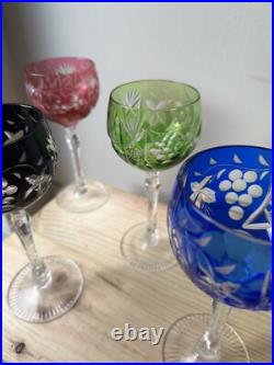 4 Verres en Cristal Saint Louis Roemer couleur Rhin 1970 vin d'alsace France