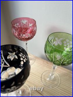 4 Verres en Cristal Saint Louis Roemer couleur Rhin 1970 vin d'alsace France