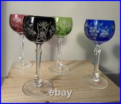 4 Verres en Cristal Saint Louis Roemer couleur Rhin 1970 vin d'alsace France