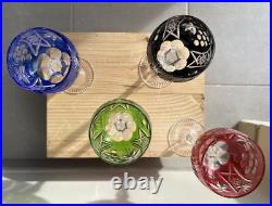 4 Verres en Cristal Saint Louis Roemer couleur Rhin 1970 vin d'alsace France