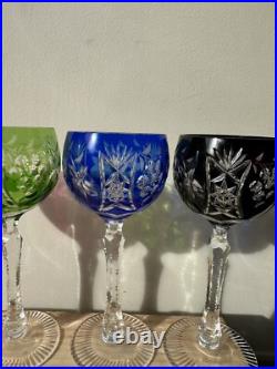 4 Verres en Cristal Saint Louis Roemer couleur Rhin 1970 vin d'alsace France