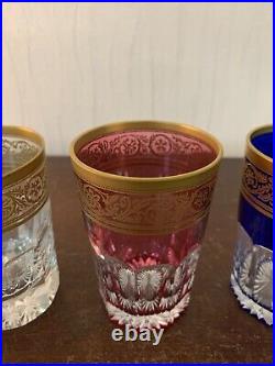 4 verres à thé overlay doré en cristal de Saint Louis (prix des 4 verres)