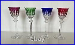 4 verres liqueur cristal Saint Louis modèle Tommy couleurs signés