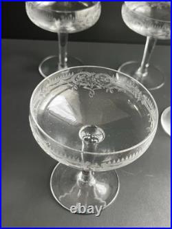 5 Coupe À Champagne En Cristal Gravé Baccarat Saint Louis 5 Coupe À Champagne En Cristal Gravé Baccarat Saint Louis