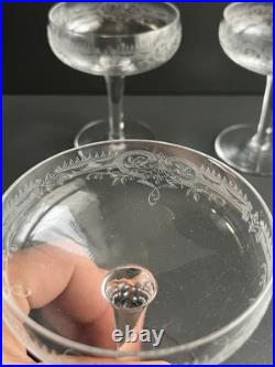 5 Coupe À Champagne En Cristal Gravé Baccarat Saint Louis 5 Coupe À Champagne En Cristal Gravé Baccarat Saint Louis