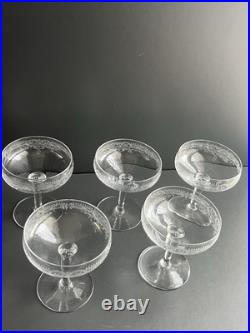 5 Coupe À Champagne En Cristal Gravé Baccarat Saint Louis 5 Coupe À Champagne En Cristal Gravé Baccarat Saint Louis