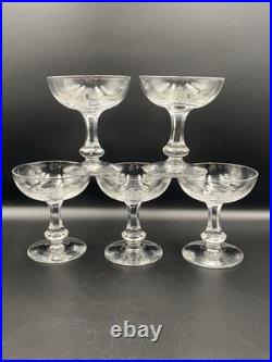 5 Coupes À Champagne Cristal De Saint-Louis Modèle Océan 1893 Monogrammés AH TBE