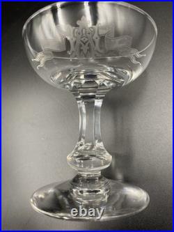 5 Coupes À Champagne Cristal De Saint-Louis Modèle Océan 1893 Monogrammés AH TBE