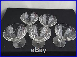 5 Coupes A Champagne Cristal Taille Baccarat St Louis