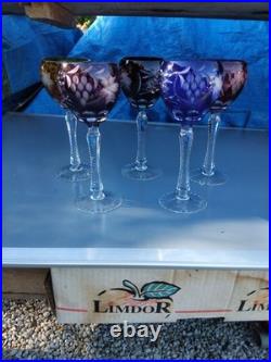 5 Grands Verres De Couleurs En Cristal.st Louis