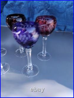 5 Grands Verres De Couleurs En Cristal.st Louis