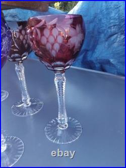 5 Grands Verres De Couleurs En Cristal.st Louis