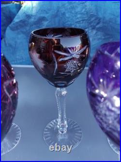 5 Grands Verres De Couleurs En Cristal.st Louis
