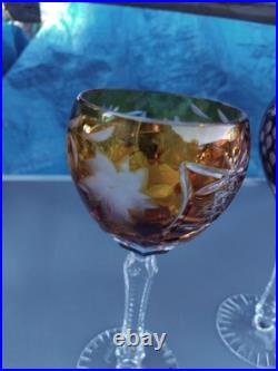 5 Grands Verres De Couleurs En Cristal.st Louis