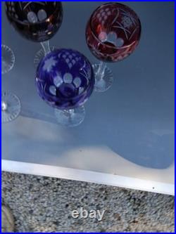 5 Grands Verres De Couleurs En Cristal.st Louis
