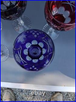5 Grands Verres De Couleurs En Cristal.st Louis
