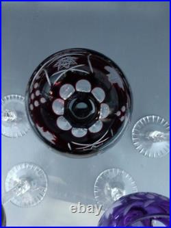 5 Grands Verres De Couleurs En Cristal.st Louis