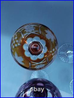 5 Grands Verres De Couleurs En Cristal.st Louis