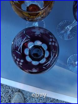 5 Grands Verres De Couleurs En Cristal.st Louis