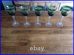 5 Verres ST LOUIS A VIN Rouge CRISTAL COULEUR Colore Vert