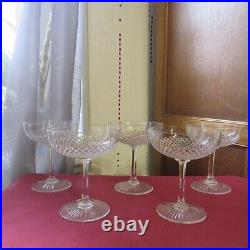 5 coupes a champagne en cristal saint louis modèle Roty vendôme