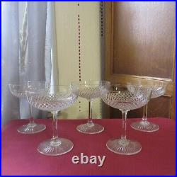5 coupes a champagne en cristal saint louis modèle Roty vendôme