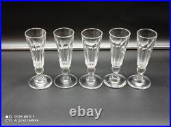 5 flutes à Champagne en cristal de BACCARAT SAINT LOUIS, cotes plates, 19éme