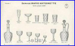 5 verres à eau ou vin cristal taillé Baccarat St Louis modèle Marie Antoinette