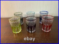 5 verres à thé overlay cristal de Saint Louis (prix à la pièce)