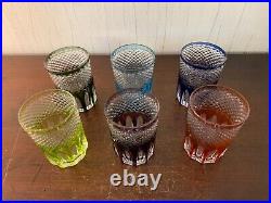 5 verres à thé overlay cristal de Saint Louis (prix à la pièce)