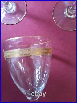5 verres à vin en cristal de saint louis modèle roty gold signé H 13,2 cm