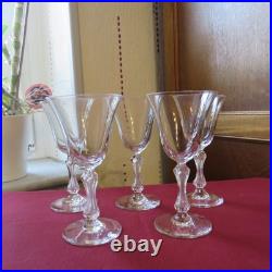 5 verres a vin ou a porto cristal saint louis modèle Lozère uni H 14 cm signé